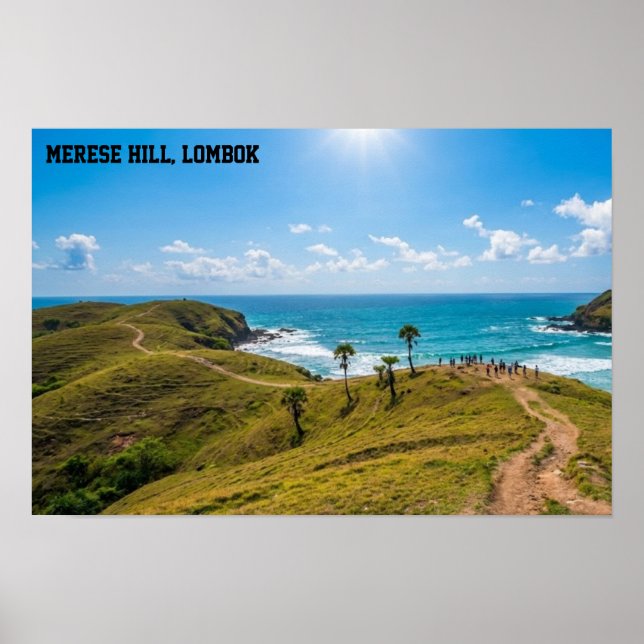 Bukit Merese Lombok Kustnära Solnedgång Landskaps  Poster (Framsidan)