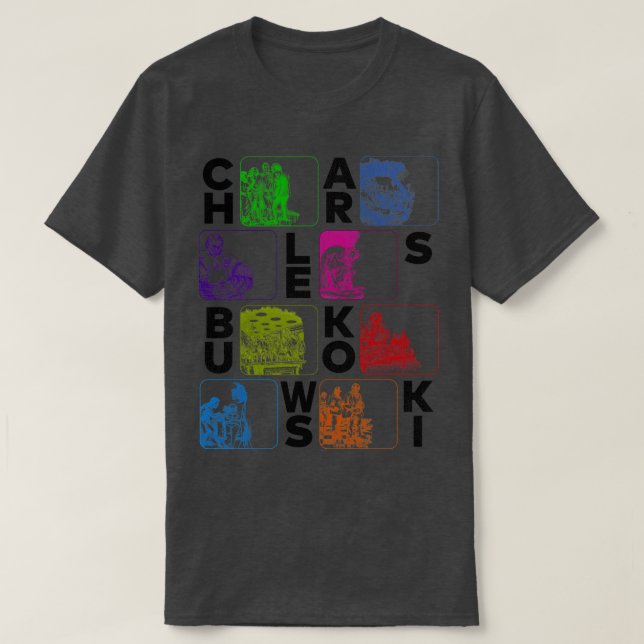 Bukowski Bok Illustrations T Shirt (Design framsida)