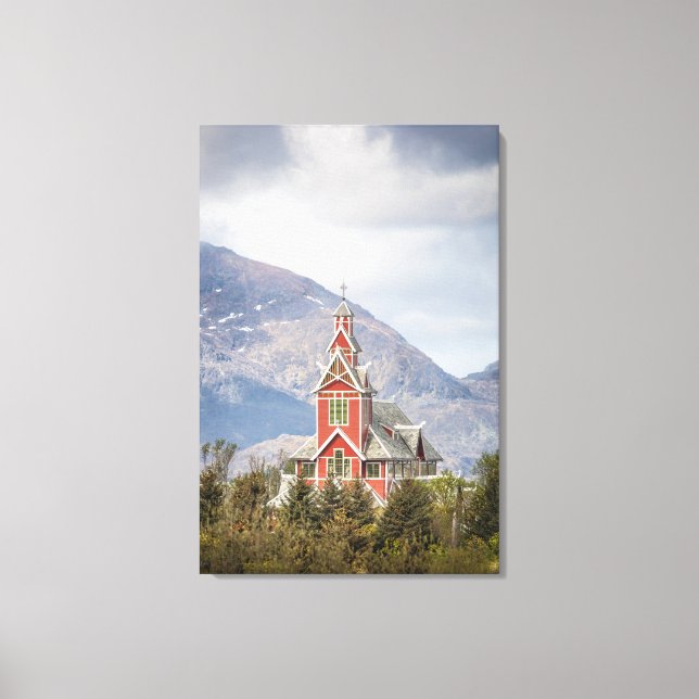 Buksnes Church Lofoten Norge Canvastryck (Framsida)