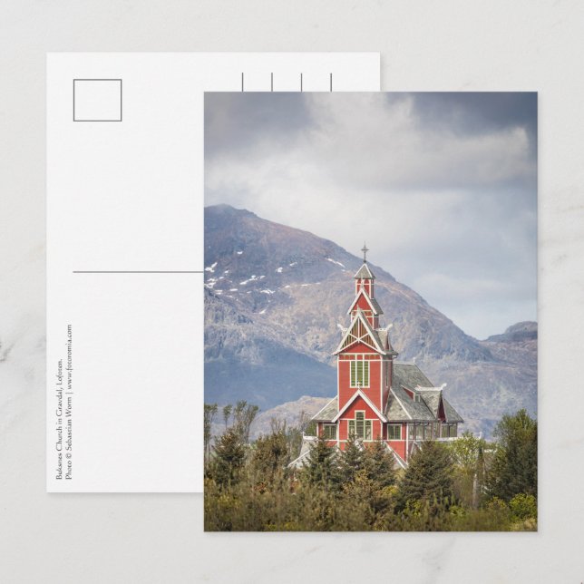 Buksnes Church Lofoten Norge Vykort (Fram/baksida)