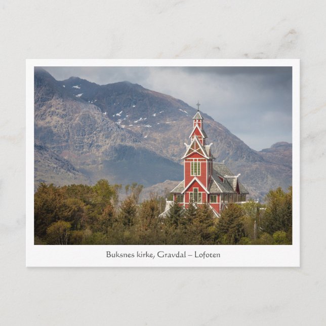 Buksnes kirke Lofoten Vykort (Framsida)