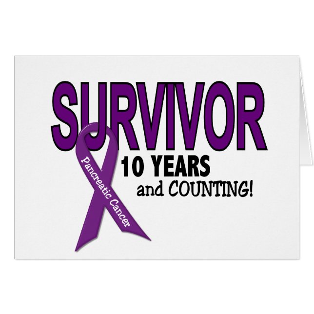 Bukspottkörtel- cancer 10 ÅR ÖVERLEVANDE Hälsningskort (Framsidan Horizontal)