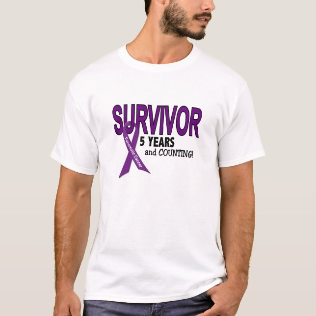 Bukspottkörtel- cancer 5 ÅR ÖVERLEVANDE T-shirt (Framsida)