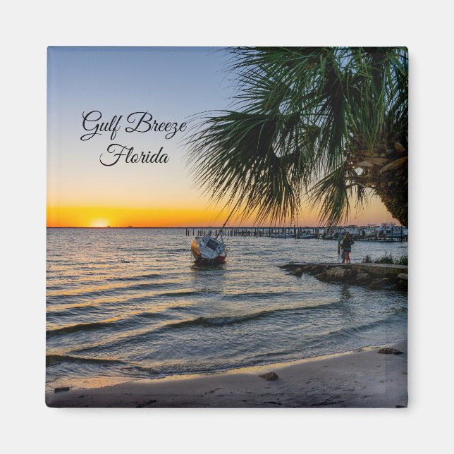 Bukt Breeze Florida Sunset Square Magnet (Framsidan)