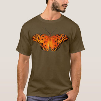 Bukt-frätande fjäril på orangens bakgrund t shirt