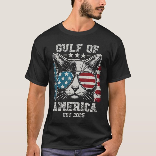 Bukt i Amerikanska Katt Flagga - Bukt Mexiko T Shirt (Framsida)