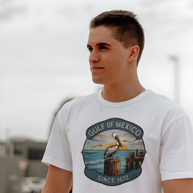 Bukt i Mexiko Heritage Badge T Shirt (Gulf of Mexico Heritage Badge style white t-shirt. )