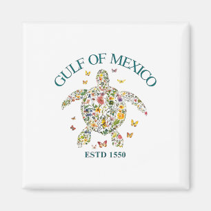 Bukt i Mexiko, inte USA:s Blommigt Turtle USA Magnet