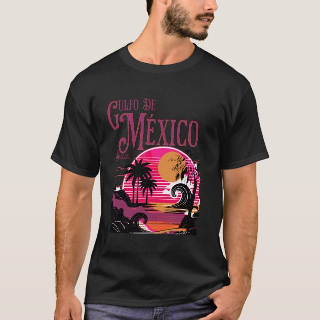 Bukt i Mexiko Retro sunset Beach Vacation T Shirt (Framsida)