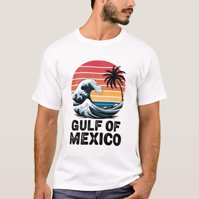 Bukt i Mexiko Retro Sunset Wave Design T Shirt (Framsida)