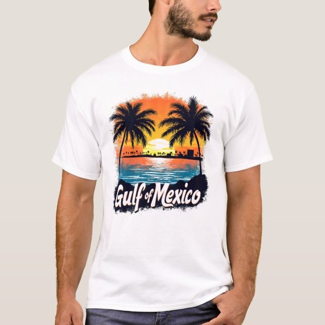 Bukt i Mexiko Sunset Silhouette Handflatan Träd Ar T Shirt (Framsida)