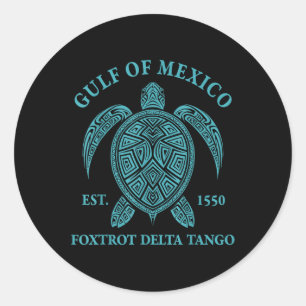 Bukt i Mexiko Turtle Foxtrot Delta Tango Est 1550 Runt Klistermärke