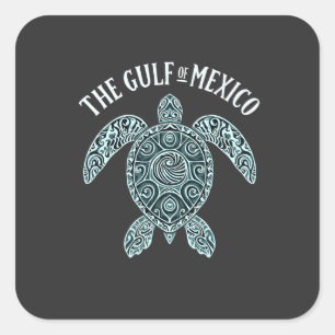 Bukt i Mexiko Turtle Sea Latino Fyrkantigt Klistermärke