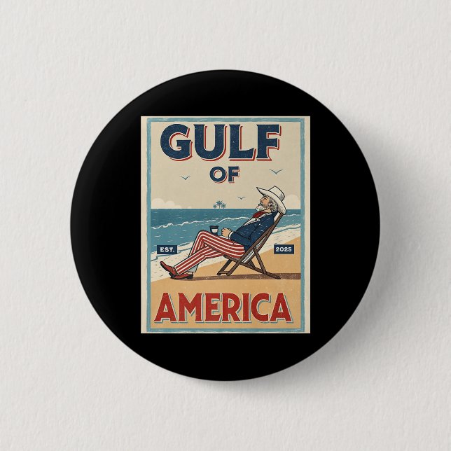 Bukt i USA Est. 2025 Farbror Sam Patriotic Knapp (Framsida)