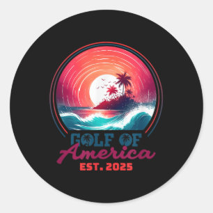 Bukt i USA Est 2025 Retro Vintage Beach_1 Runt Klistermärke
