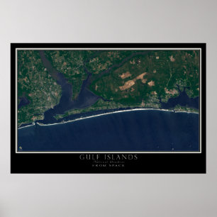 Bukt Islands nationella Seashore Florida Satellite Poster