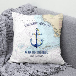 Bukt Kusten FL Boat Namn Anchor Välkommen ombord Kudde