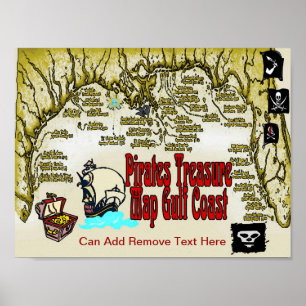 Bukt Kusten Pirater Treasure Karta Poster