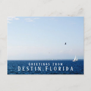 Bukt och segelbåt Hälsning Destin Florida Vykort