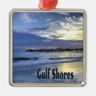 Bukt Shoes Alabama Beach Sunrise Pier Julgransprydnad Metall