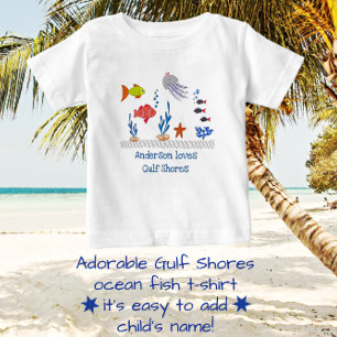 Bukt Shores, AL Roligt Ocean Fish with Child's Nam T Shirt