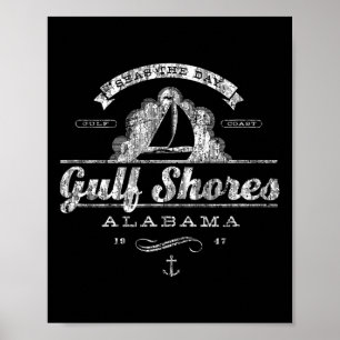 Bukt Shores Al Sailboat Vintage Nautical Tee Poster