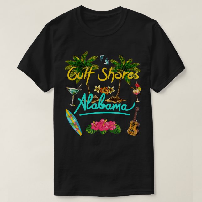 Bukt Shores Alabama Beach Summer Handflatan Sol Se T Shirt (Design framsida)