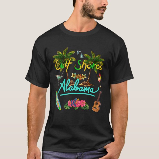 Bukt Shores Alabama Beach Summer Handflatan Sol Se T Shirt (Framsida)
