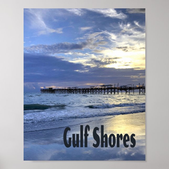 Bukt Shores Alabama Beach Sunrise Pier Poster (Framsidan)