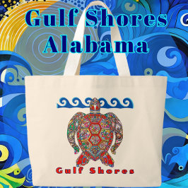 Bukt Shores Alabama Colorful Mosaic Sea Turtle Jumbo Tygkasse