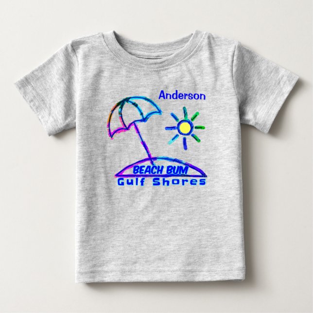 Bukt Shores, Alabama Finger Paint Beach Umbrella T Shirt (Framsida)