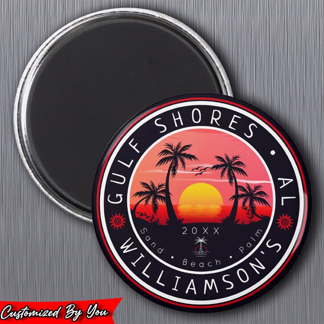 Bukt Shores Alabama Retro Sunset Souvenirs 80-tal Magnet (Skapare uppladdad)
