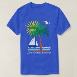 Bukt Shores Alabama Sailboat och Sol Roligt T Shirt