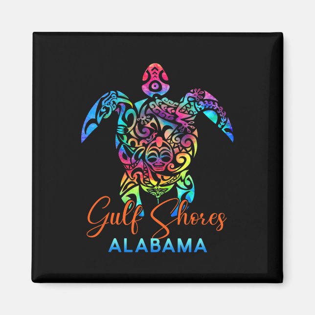 Bukt Shores Alabama Sea Turtle Family Vacation Sum Magnet (Framsidan)