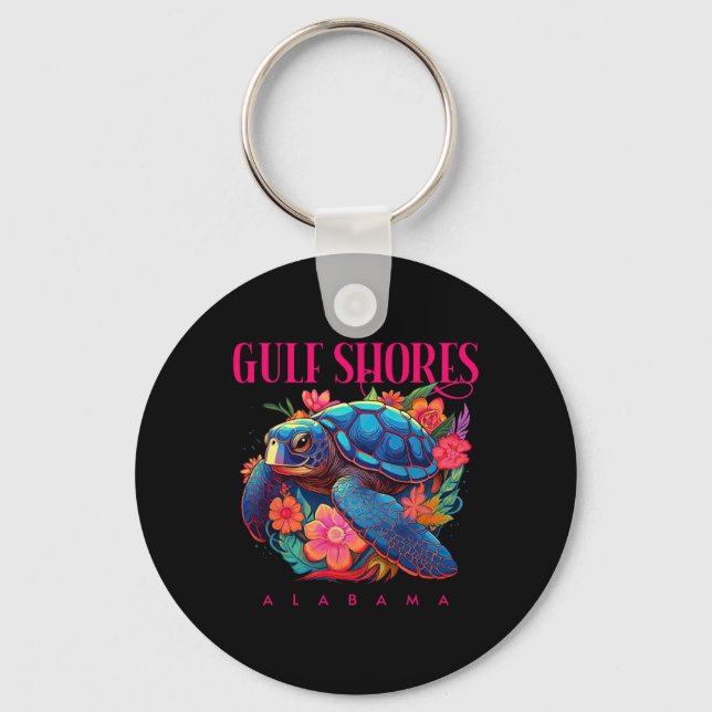 Bukt Shores Alabyma Blommigt Beach Turtle Souvenir Nyckelring (Framsida)