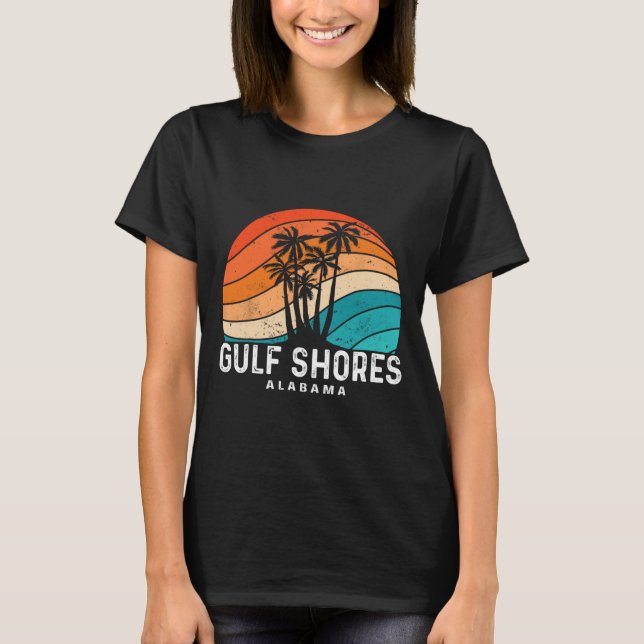 Bukt Shores Alabyma Handflatan Träd Beach Souvenir T Shirt (Framsida)