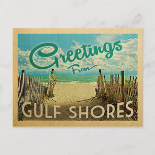 Bukt Shores Beach Vintage resor Vykort
