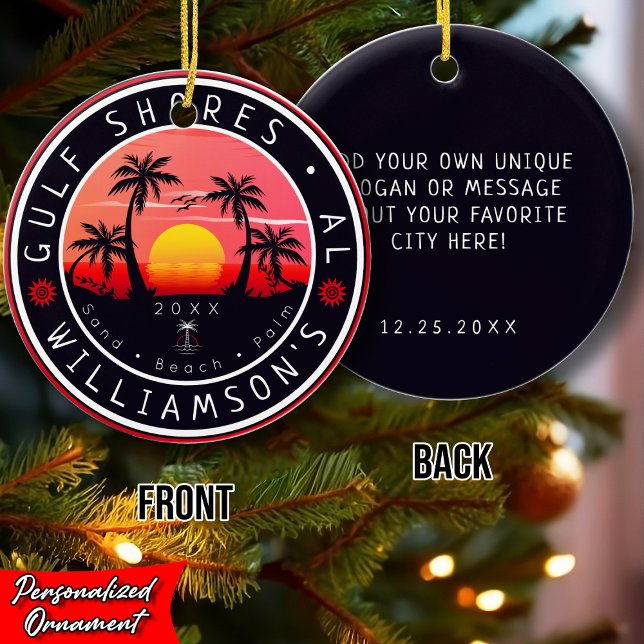 Bukt Shores USA Retro Sunset Souvenirs 80-tal Julgransprydnad Keramik (Skapare uppladdad)