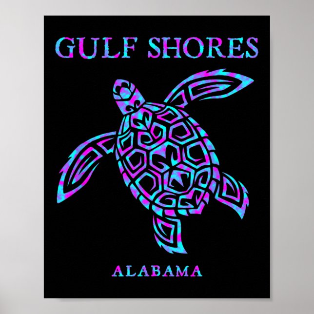 Bukt visar Alabyma Retro Sea Turtle Boys Girls til Poster (Framsidan)