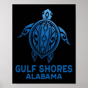 Bukt visar Alabyma Tribyl Tattoo Blue Sea Turtle Poster