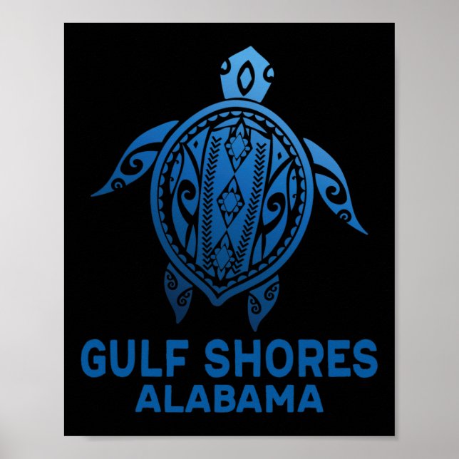 Bukt visar Alabyma Tribyl Tattoo Blue Sea Turtle Poster (Framsidan)