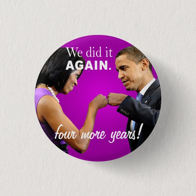 Bula för Barack och Michelle Obama segernäve Knapp (Framsida)