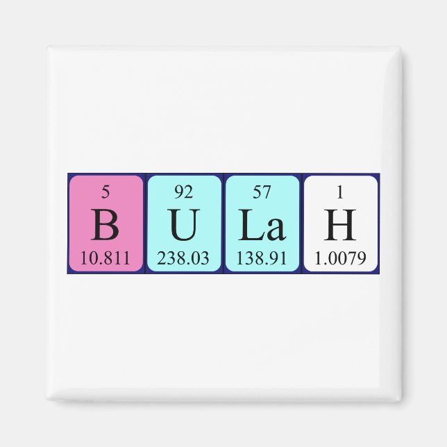 Bulah Periodisk bord namn magnet (Framsidan)