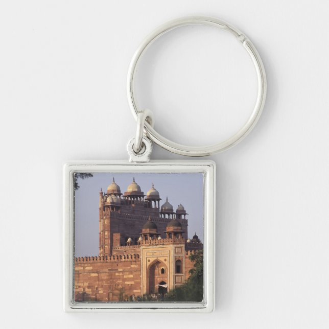 Buland Darwaza (Segerporten) till Dargah Fyrkantig Silverfärgad Nyckelring (Framsidan)