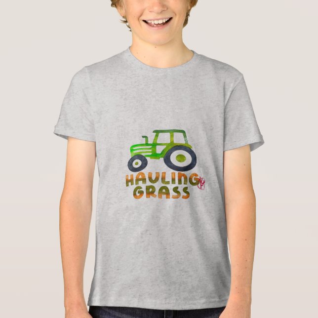 Buldgräs Gräsmatta Mower Grått T Shirt (Framsida)