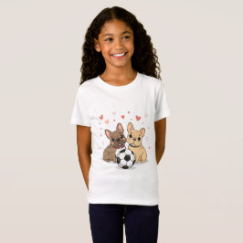 Buldog Francés with soccer ball Valentine's Day T Shirt