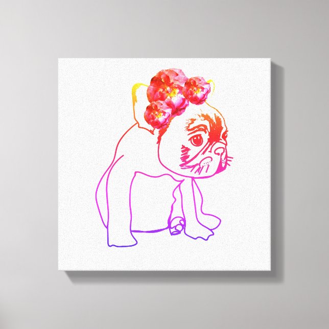 Buldog Puppy Sweet Hund Enkeltryckt Canvastryck (Framsida)