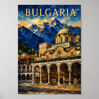 Bulgaria: Scenic Rila Monastery Art Souvenir Poster
