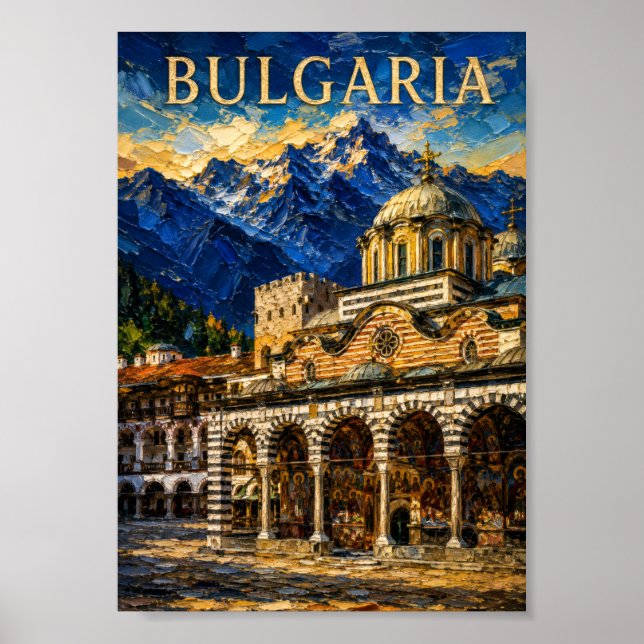 Bulgaria: Scenic Rila Monastery Art Souvenir Poster (Framsidan)