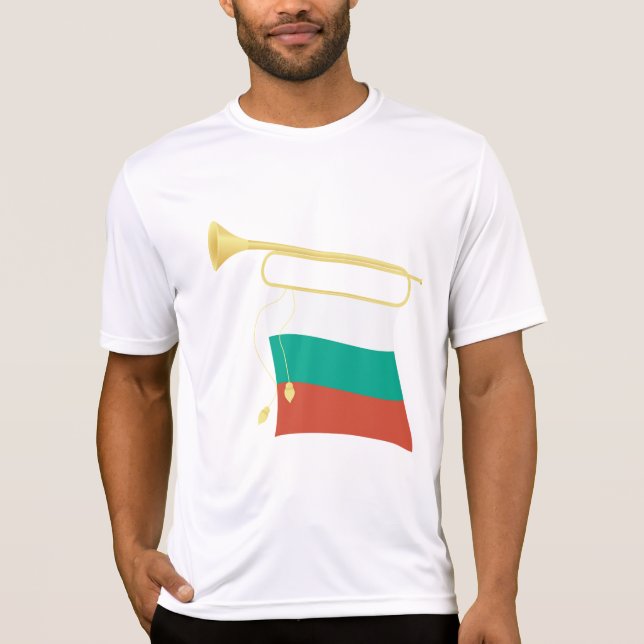 Bulgarian Flag and Bugle T Shirt (Framsida)